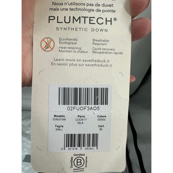 Save The Duck WOMEN'S ANIMAL FREE PUFFER JACKET ISLA IN OFF WHITE Size: M/L - Picture 10 of 10